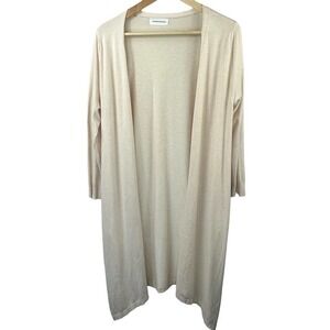 Goodnight Macaroon Open Knit Long Duster Cardigan Cream Beige S-M
